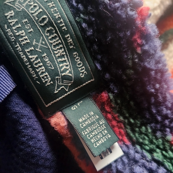 Polo Country Ralph Lauren Patchwork Pile Fleece Jacket L Western - Picture 4 of 6